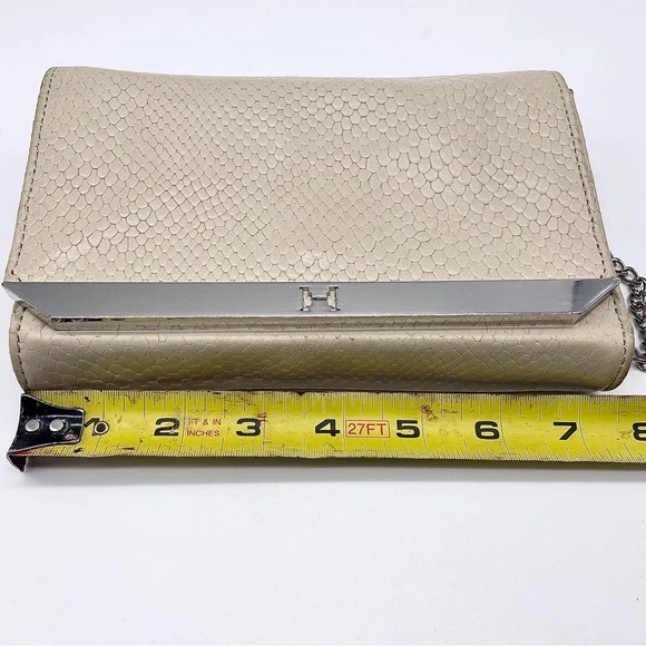 VINTAGE HALSTON Heritage Crossbody Bag Beige Snake Embossed Leather Hand… - Picture 13 of 16